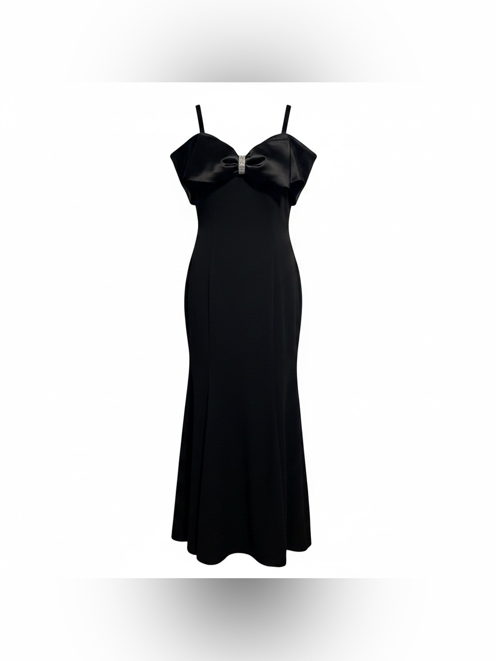 R&M Richards Black Maxi Gown with Sculpted Bow Size 16